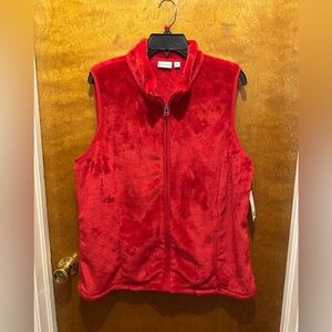Kim Rogers red fuzzy fleece vest jacket a drift away new size XL